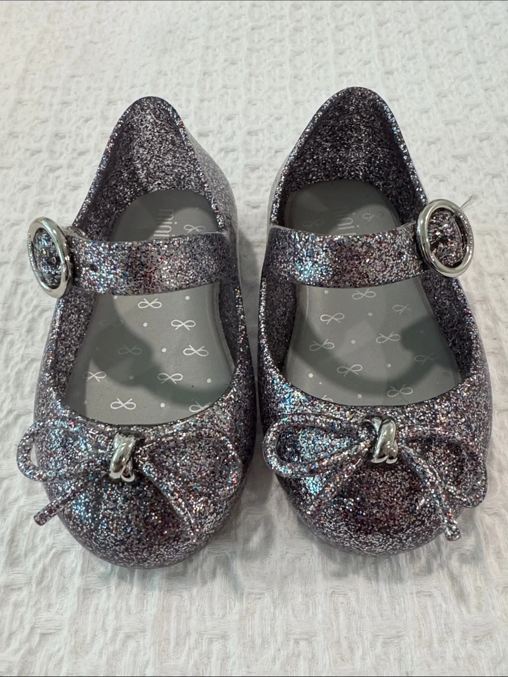 Mini Melissa Rainbow Glitter Mary Jane Shoes with Bow